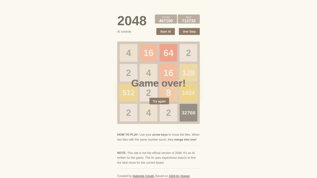 Preview of the 2048 AI project