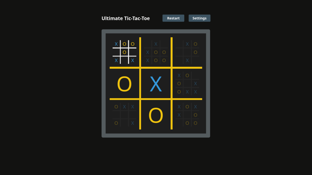 Preview of the Ultimate tic-tac-toe project